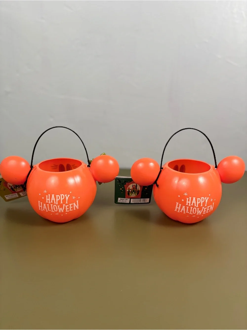 Disney Halloween Mickey & Minnie Ear Pumpkin Candy Buckets - Orange